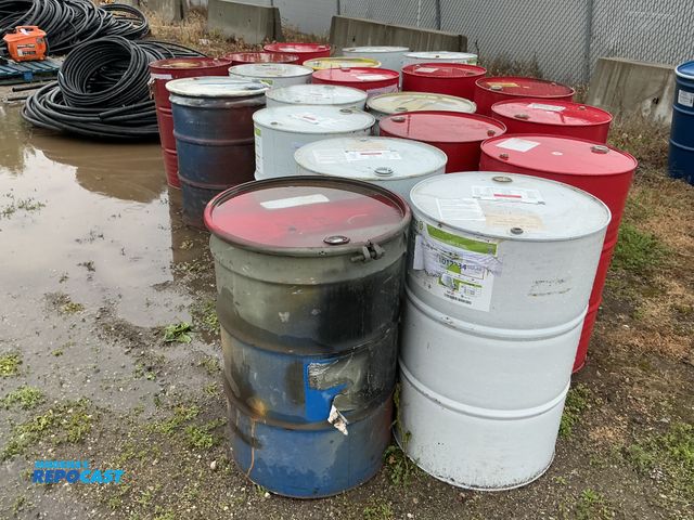 Lot 2-64099 - Lot of (20) red white and blue metal 55 gallon barrels