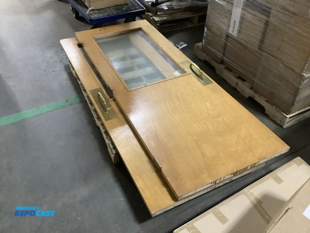 Lot 2-74475 - 2 SC birch wooden doors with  attached door stoppers