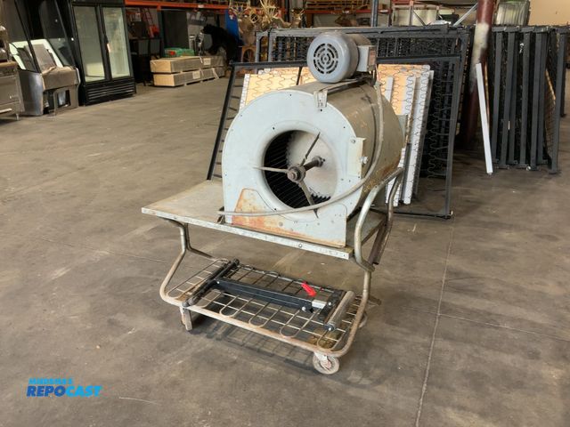 Lot 2-15304 - Rolling Metal Industrial Supply Cart with an Industrial Fan and Accessories- 41”x19”x25”