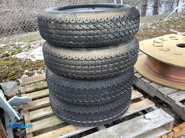 Lot 2-74448 - 4 (4) grandloader radial trailer tires ST205/75R15 15” rims