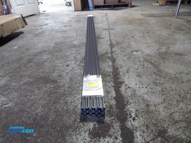 Lot 2-53991 - lot of 2 aluminum framing extrusion 8ft x 2" x 2", 4 open slots, black
