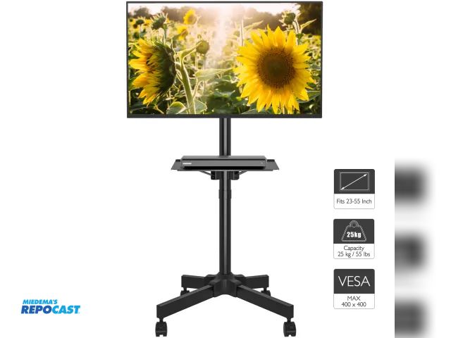 Lot 2-95968 - Bontec TC003B/TC003-WH Mobile TV Stand for 23-65 Inch TVs, Rolling TV Stand with Locking Wheels, Adj...
