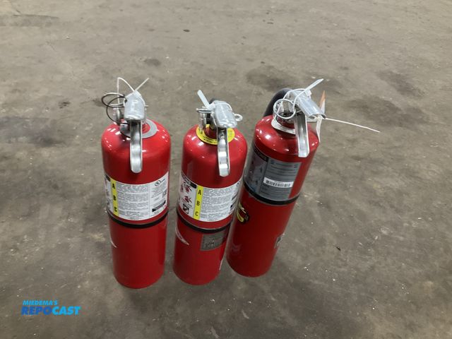 Lot 2-42674 - (3) 10 lb dry chemical fire extinguishers, all were last inspected in 2026
