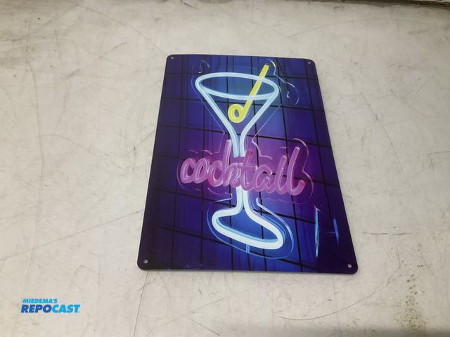 Lot 2-93886 - Rectangular metal cocktail sign approx. 8”x12”