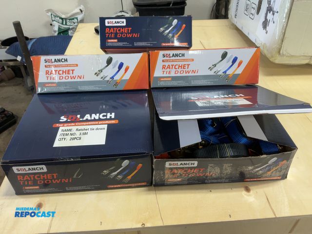 Lot 2-42639 - Lot of New SDLANCH 1” Wide Straps with Ratchets Attached, for looping around items, no hook ends, (2...