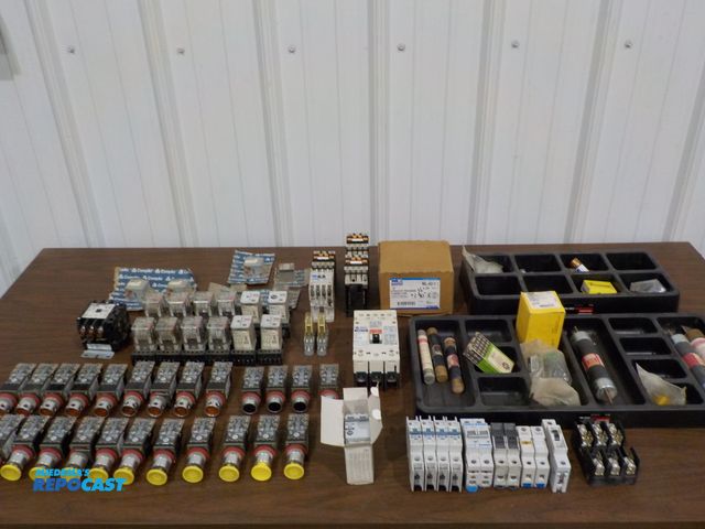 Lot 2-61945 - Large Electrical Lot, most Allen Bradley switches, indicator lights, relays, breakers, 50 amp breake...