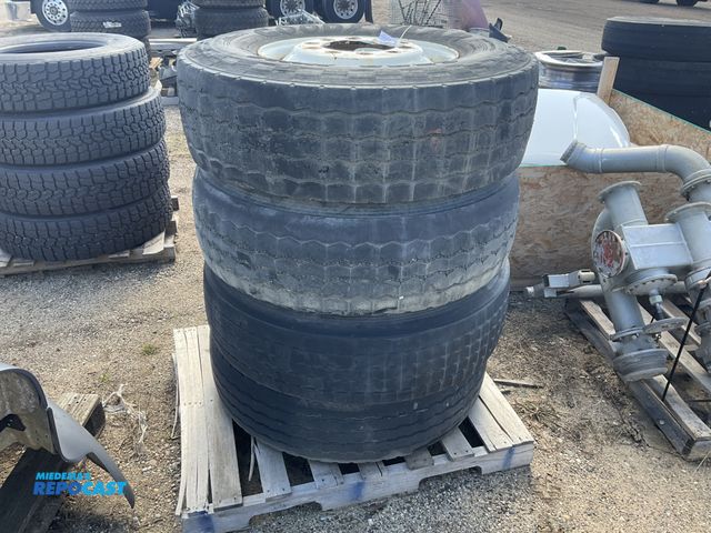 Lot 2-11542 - (4) Assorted Used 315/80R22.5 Semi Tires on Steel Hub Pilot Wheels