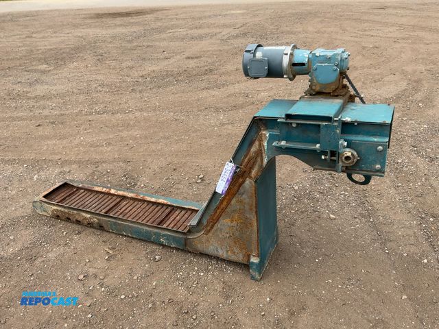 Lot 2-34454 - Chip Conveyor, Marathon 1/2hp 208-230/460 Volt 3 Phase Motor, approx. 90” long overall, 9” wide conv...