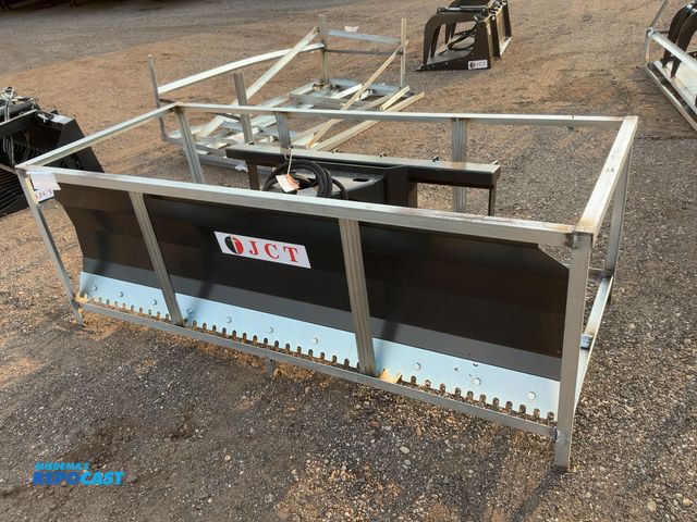 Lot 2-44057 - New JCT 84” Plow Blade Skid Steer Attachment, Universal Quick Attach, Hydraulic Angle, Spring Trip, ...