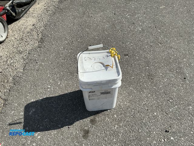 Lot 2-76963 - White bucket with yellow chain.