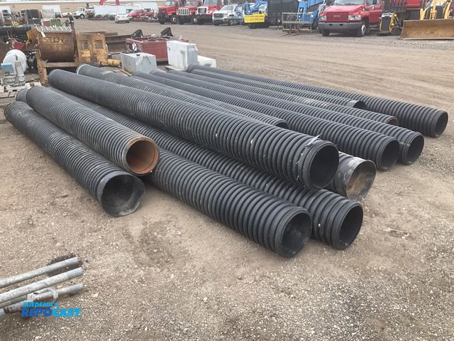 Lot 2-43455 - Lot of 12” corrugated drain pipe / culvert pipe, (7) 20’ long and (7) from 9’ 6” long to 17’ long