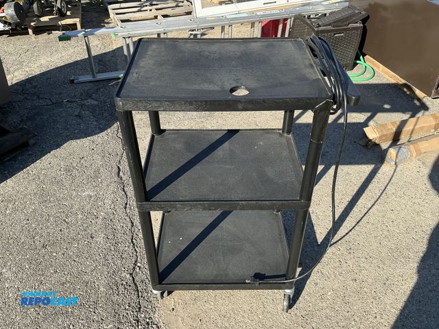Lot 2-76638 - Plastic 3-shelf AV rolling Cart with plug-in