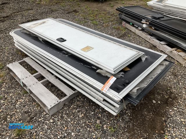 Lot 2-41200 - (8) old stock RV/Camper doors, sizes from 66” x 18” to 72” x 36”, scattered scratches, some are miss...