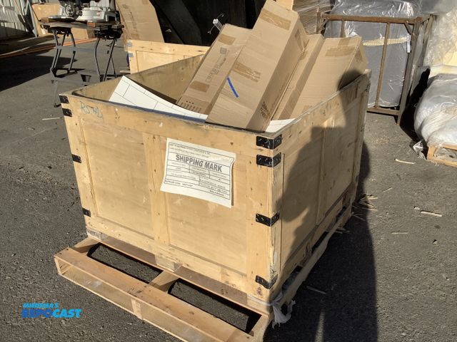 Lot 2-17438 - Crate of Shower Panels, RV Countertops, 32” Insignia TV, and Fake Tile Backsplash Sheets