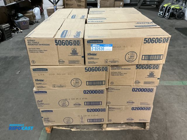 Lot 2-92636 - Skid of Kleenex Roll Towels - 6 rolls per box, 600 ft per roll. New.