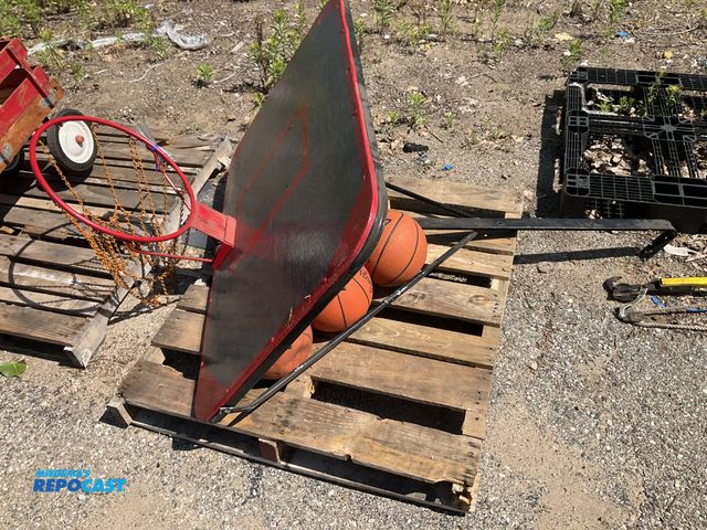 Lot 2-99321 - Basketball Hoop, Backboard, &amp; Frame that attaches to rafters