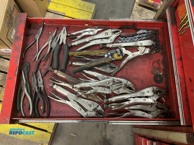 Lot 2-17001 - Lot of various Pliers includes: Metal Locking Pliers, long-nose pliers, lineman pliers, needle nose ...