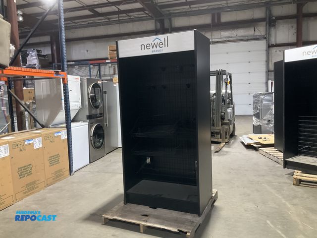 Lot 2-74414 - Newell Mini snack market storage unit with assorted hooks and plastic organization bins approx. 3.3’...