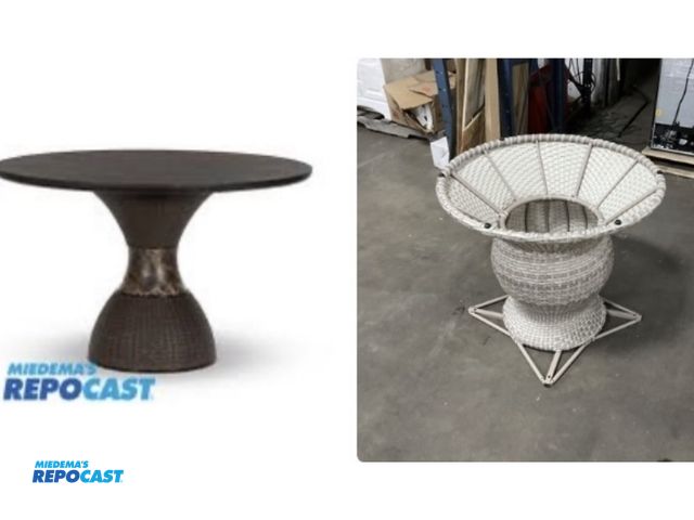 Lot 2-62937 - (2) TK Classics TKC070B-TB Espresso Wicker Dining Table Base &amp; (1) TK Classics Dining Table Base...