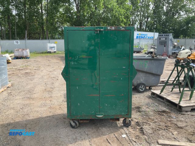 Lot 2-13387 - Green metal 43”x24”x65.5”H gang box on wheels