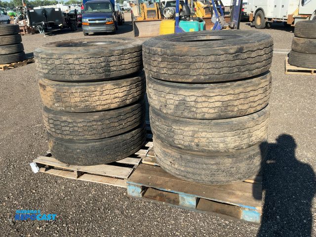 Lot 2-11197 - (8) Used Recap 295/75R22.5 Semi Tires, all held air, a few 275/80R22.5 casings