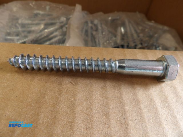 Lot 2-53283 - lot of (450) new hex log screw, 3/8" x 3-1/2" -1/2" length, zinc plated partially threaded, #1LB90