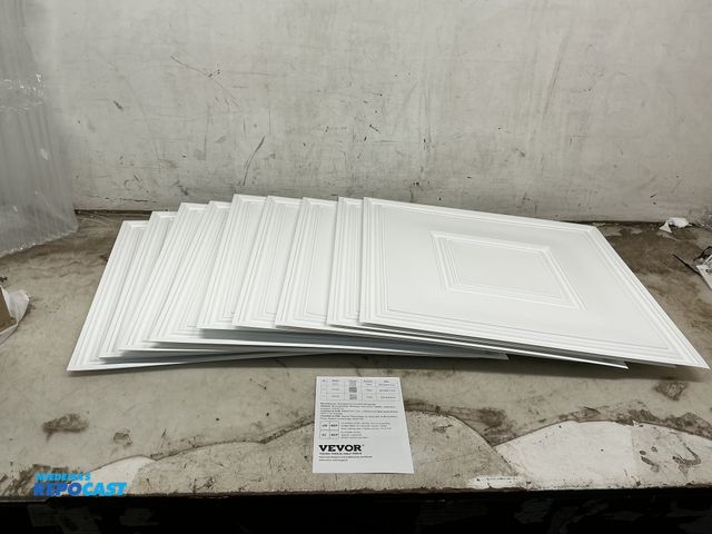 Lot 2-92086 - Lot of (12) white ceiling tiles approx. 605x605x6mm model#DH-03