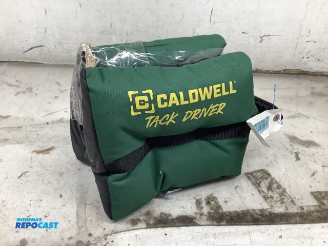 Lot 2-13789 - Caldwell tack driver green shooting rest bag (has a hole), size: 8.5”x10”x9.5”H