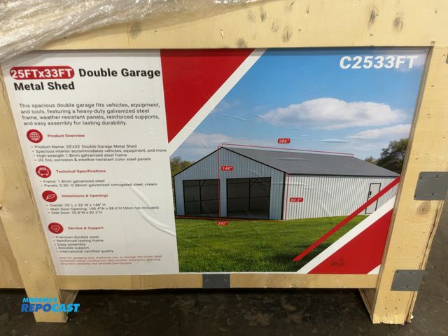 Lot 2-40164 - New SDLANCH 25’ x 33’ Double Garage Metal Shed, Model SDLC2533FT, 292” Wide x 386” Long x 148” Tall ...