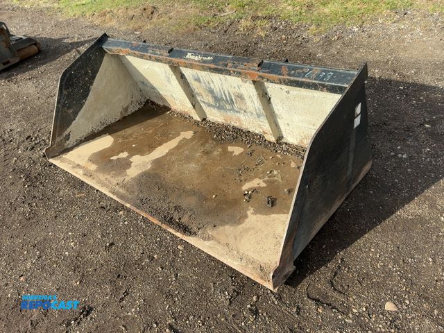 Lot 2-42992 - Used Tomahawk 78” Snow / Mulch Skid Steer Bucket, Universal Quick Attach, front edge slightly bent d...