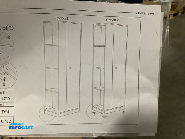 Lot 2-16278 - new unassembled standing storage cabinet - walnut/brown