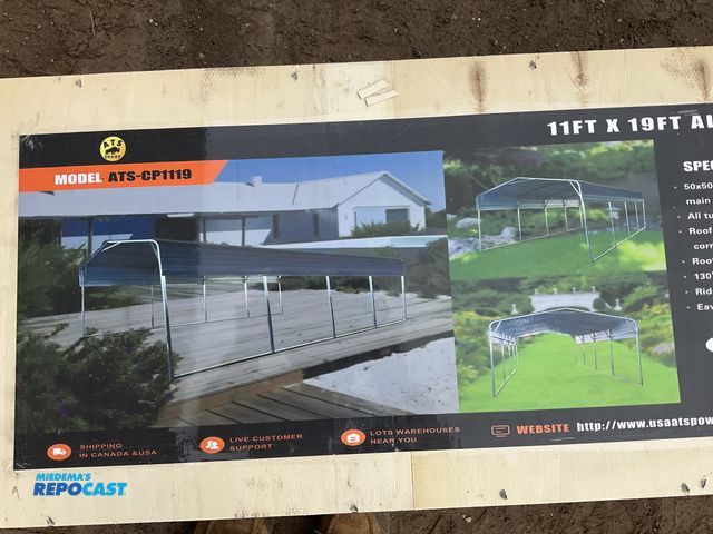 Lot 2-30913 - New ATS Power ATS-CP1119 All-Steel Carport W/10’ Open Sidewalls 11FT X 19FT Metal