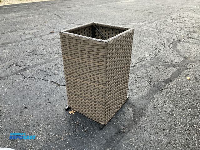 Lot 2-27697 - Gray Table stand just the middle weave plastic