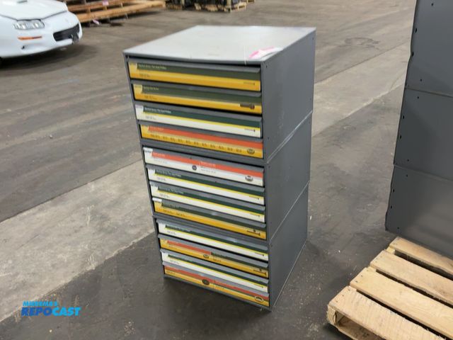 Lot 2-21543 - (3) 4-Drawer Stackable Metal Cabinets, were used for hardware, approx. 3" deep drawers, 23-1/2" wide...