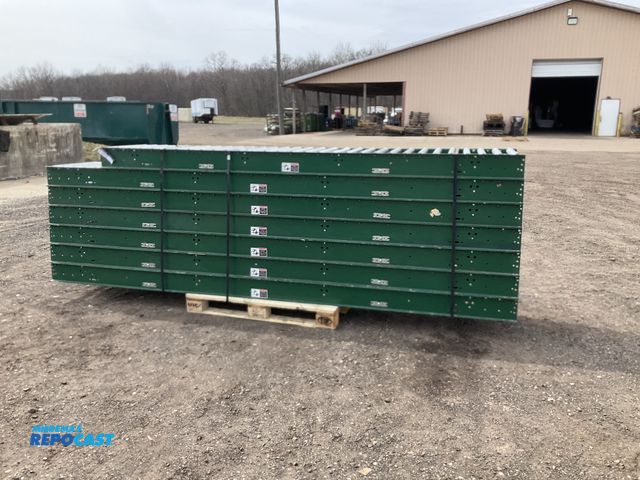 Lot 2-33119 - (7) sections of belt over gravity roller conveyor, one is 10’ 4” long and the rest are 12’ long, app...