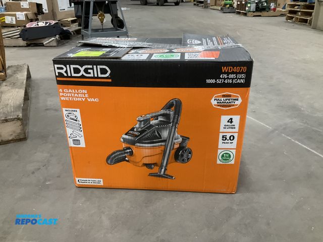 Lot 2-60831 - Ridgid 4 Gallon Wet/Dry Shop Vac Model WD4070 5.0 Peak HP With Fine Dust Filter (new in box, never u...