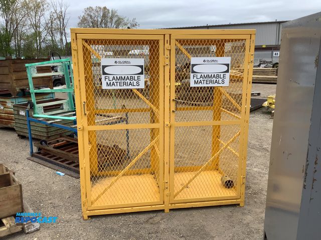 Lot 2-35379 - 1 60”x30”x65”H Global industrial yellow metal storage cage for flammable materials