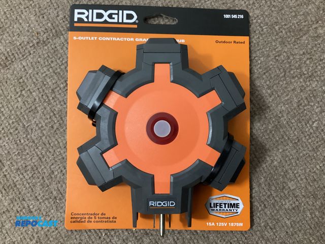 Lot 2-76591 - New Ridgid 5 outlet Contractor Grade Power Hub. Outdoor rated, resettable circuit breaker, power on ...