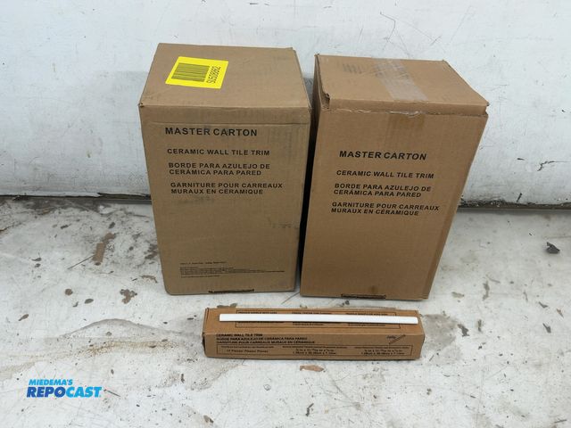 Lot 2-33583 - (2) Boxes of 1/2” x 11-15/16” x 1/4” Ceramic Wall Tile Trim.