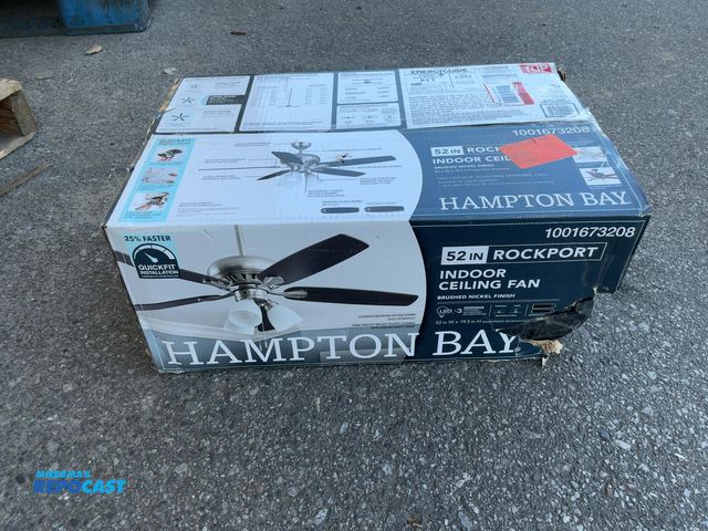 Lot 2-96740 - Hampton Bay 52” Indoor Ceiling Fan. Brushed Nickel Finish.