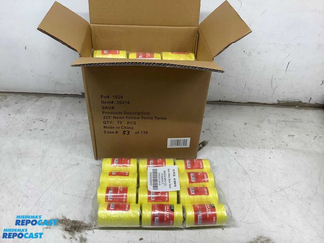 Lot 2-92458 - Lot of (72) Baron #18 x 225’ rolls of neon yellow seine twine, #50816