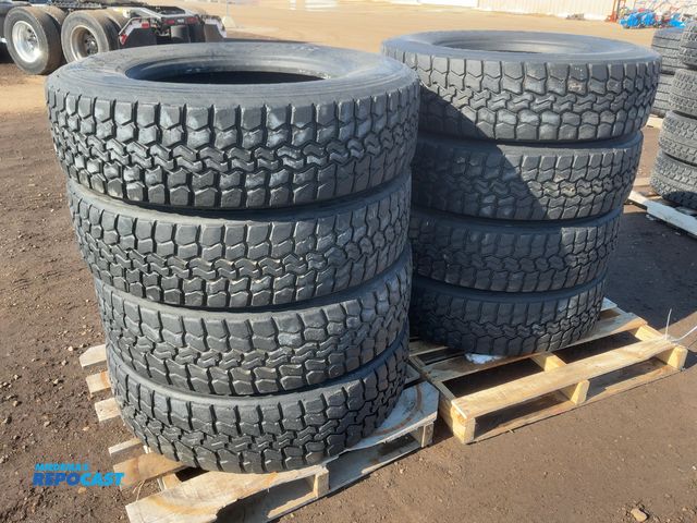 Lot 2-10003 - (8) Used Recap 295/75R22.5 Semi Tires, Regrooved, some 275/80R22.5 casings