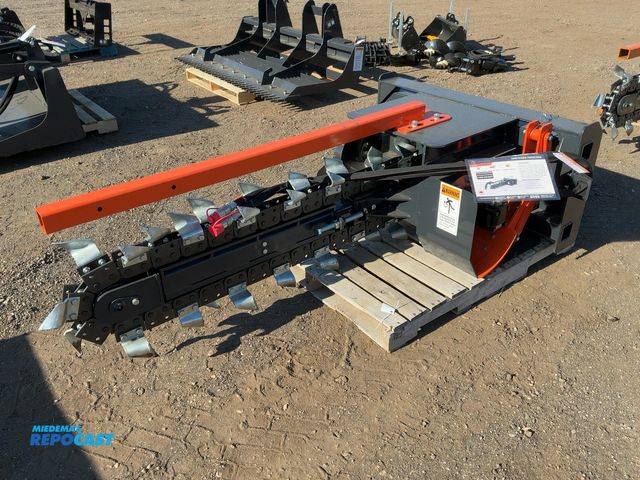 Lot 2-43828 - New Wolverine Model TCR-12-48H Trencher Skid Steer Attachment, 48" max trench depth, 15-20 GPM, Univ...