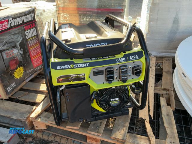Lot 2-18850 - ryobi easy start generator 6500 watts continuous 8125 start up watts, approx 15 hours on machine