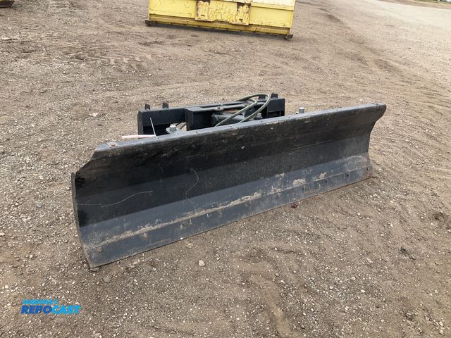 Lot 2-41010 - TMG Industrial 86” straight blade snowplow skid steer attachment, hydraulic angle, spring trip blade...