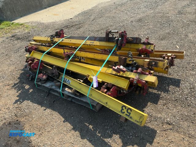 Lot 2-30355 - Skid of Assorted Beams with Trolleys, most say 1/2 ton, 92" and 64" lengths, 4"x2-3/4", approx. (11)...