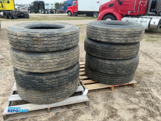 Lot 2-11004 - (8) Used Recap Low Profile 22.5 Semi Tires, casing sizes include 295/75R22.5 and 275/80R22.5