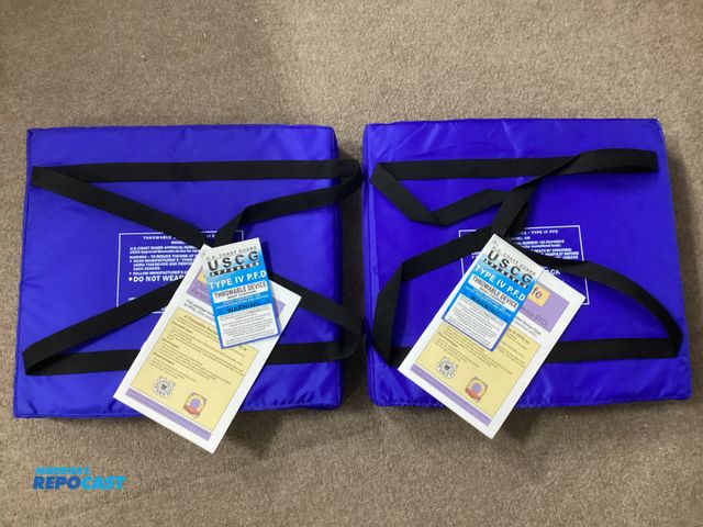 Lot 2-92873 - Two new Type IV P.F.D. Throwable devices. (Boat cushion). US Coast Guard approved. Blue.