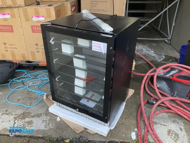 Lot 2-27682 - Metal Single-zone beverage cooler wine cooler full glass door 6 shelves 37-65 degrees F 25” x 27 1/2...