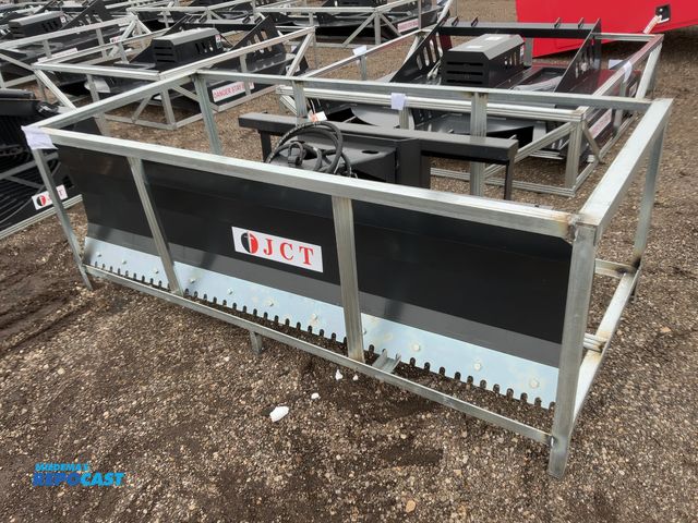 Lot 2-42238 - New JCT 84” Plow Blade Skid Steer Attachment, Universal Quick Attach, Hydraulic Angle, Spring Trip, ...